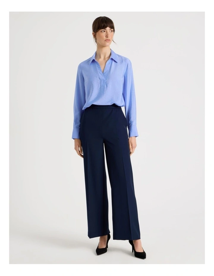 Viscose Crinkle Long Sleeve Top in Cornflower image 2