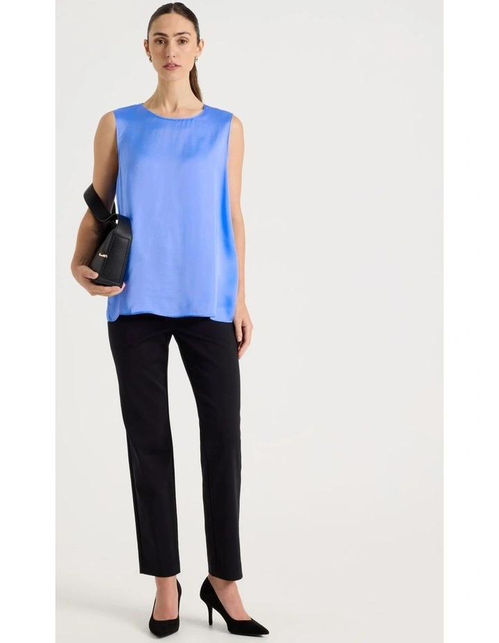 Sleeveless Viscose Twill Top in Cornflower image 2