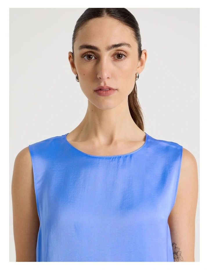 Sleeveless Viscose Twill Top in Cornflower image 4