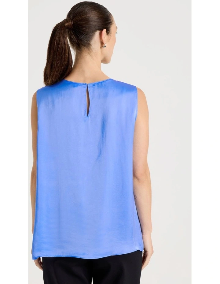 Sleeveless Viscose Twill Top in Cornflower image 6
