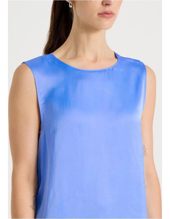 Sleeveless Viscose Twill Top in Cornflower image 7