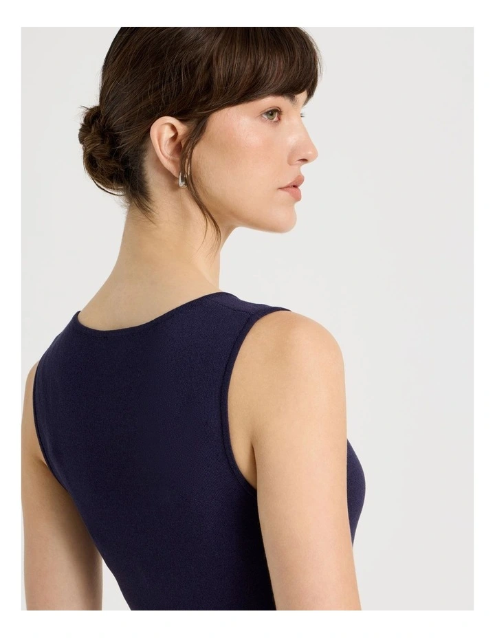 Sleeveless V Neck Knit in Navy image 2