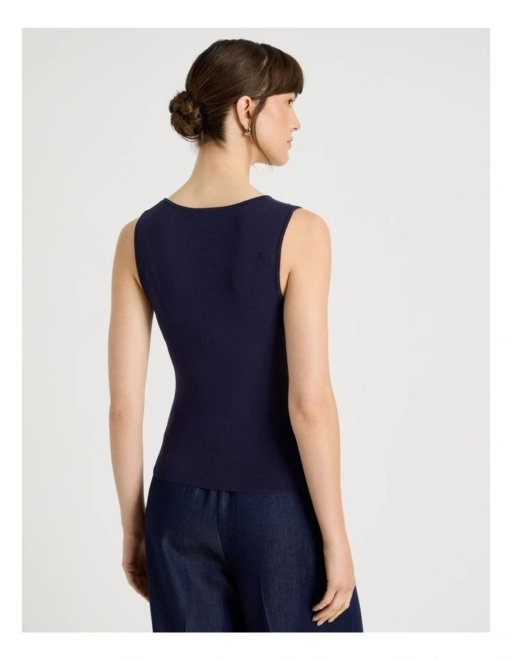 Sleeveless V Neck Knit in Navy image 5