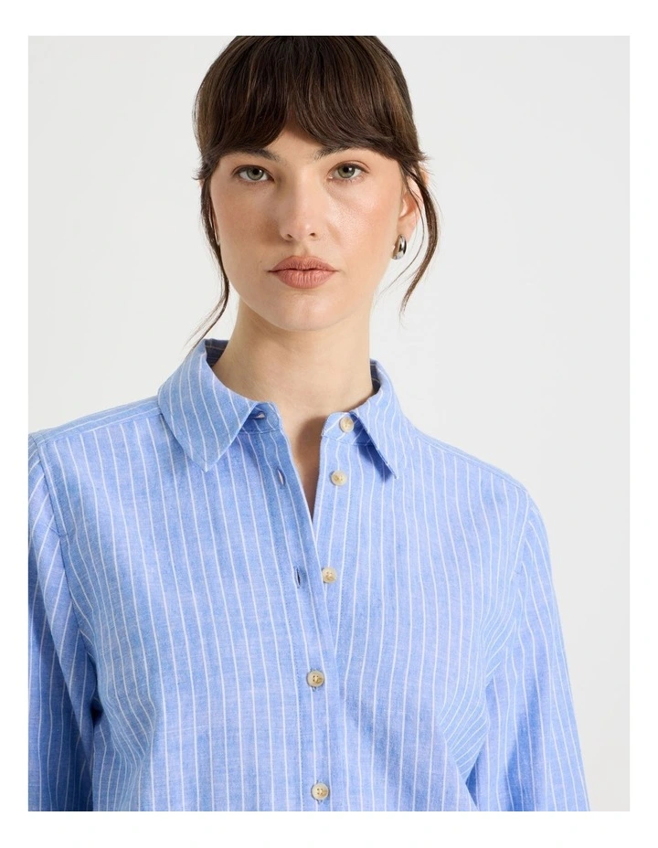 Long Sleeve Shirt in Coconut/Blue Stripe image 3