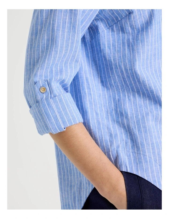 Long Sleeve Shirt in Coconut/Blue Stripe image 6