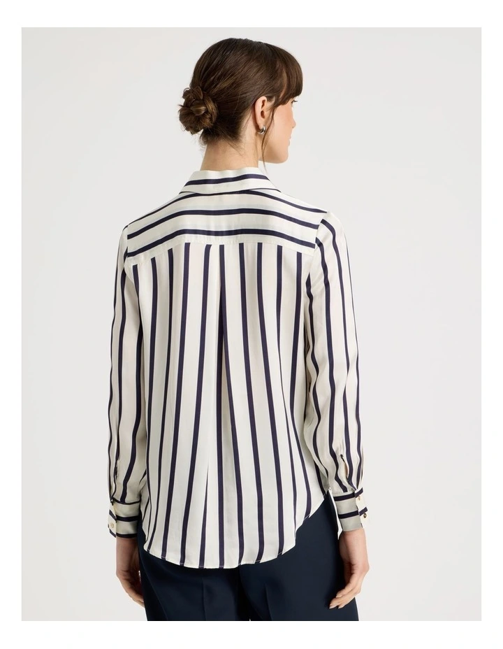 Long Sleeve Stripe Shirt in Navy and White Stripe image 6