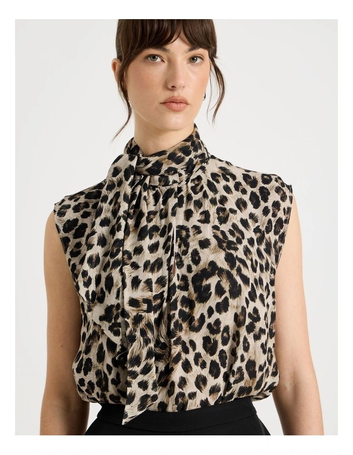 Sleeveless Georgette Top with Animal Print image 3