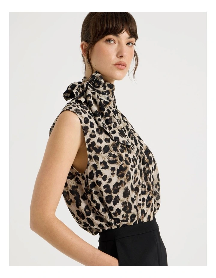Sleeveless Georgette Top with Animal Print image 4
