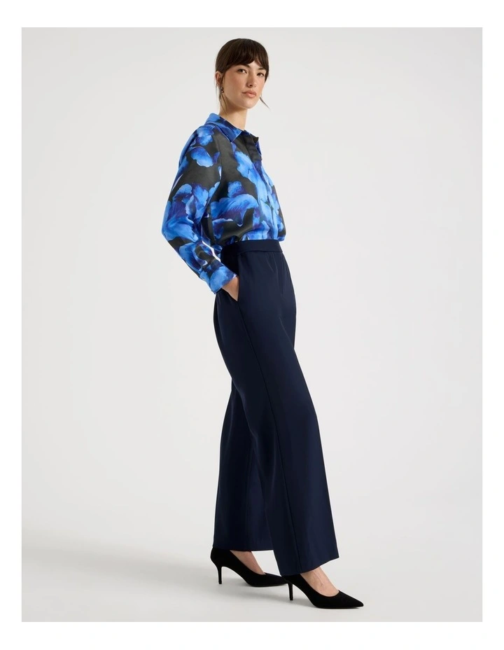 Long Sleeve Double Faced Satin Shirt in Water Floral Print image 4