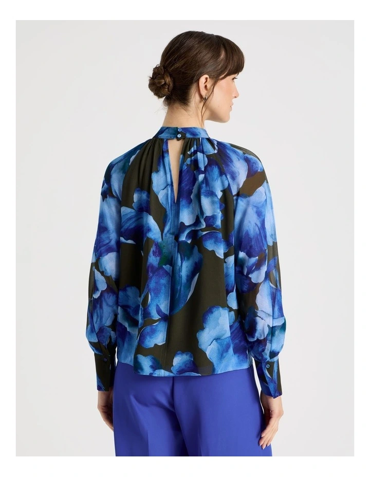 Long Sleeve Georgette Top in Water Floral Print image 6