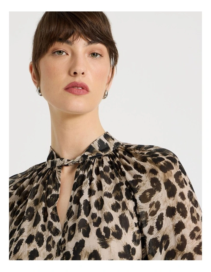 Long Sleeve Georgette Top in Animal Print image 3