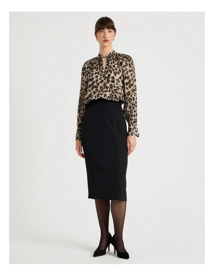 Long Sleeve Georgette Top in Animal Print image 4