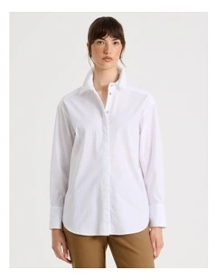 Long Sleeve Collar Shirt in White
