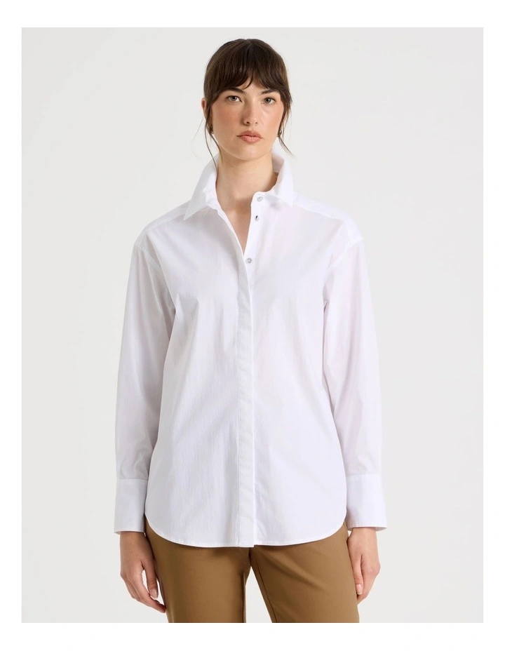 Long Sleeve Collar Shirt in White image 1