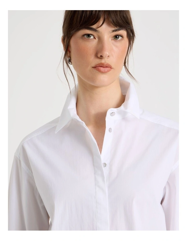 Long Sleeve Collar Shirt in White image 2