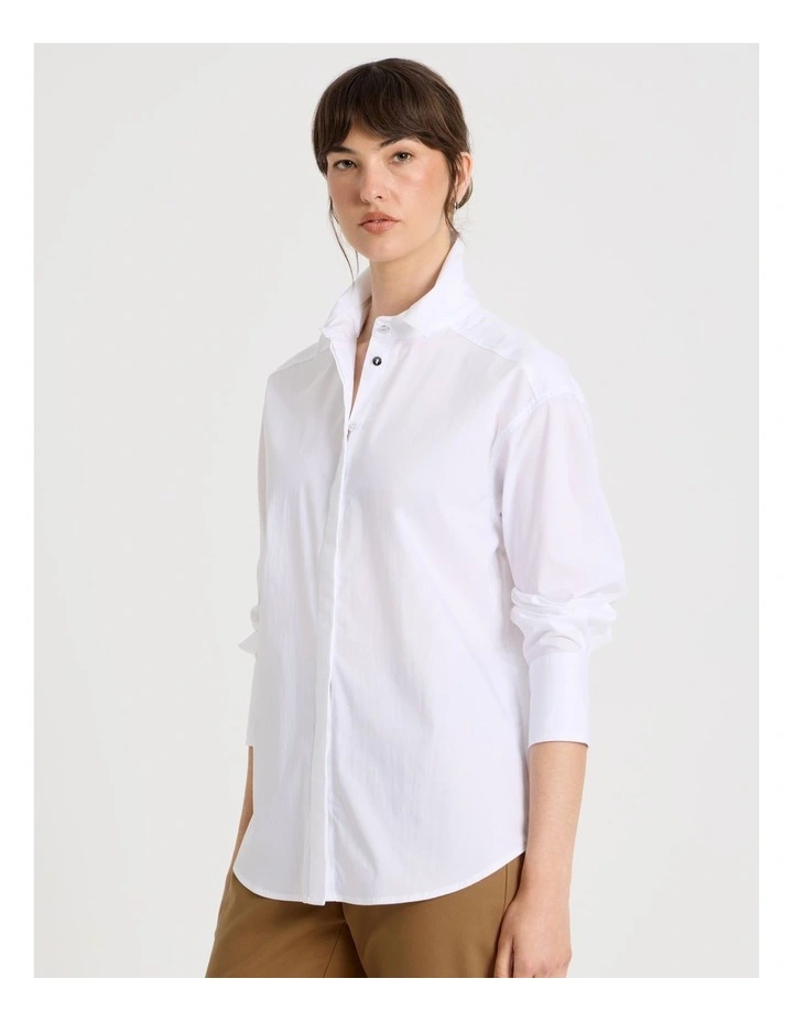 Long Sleeve Collar Shirt in White image 5