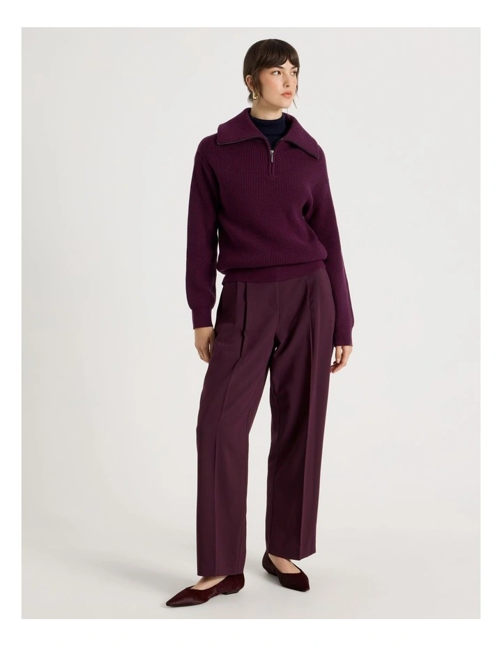Zip Thru Knit in Aubergine image 4