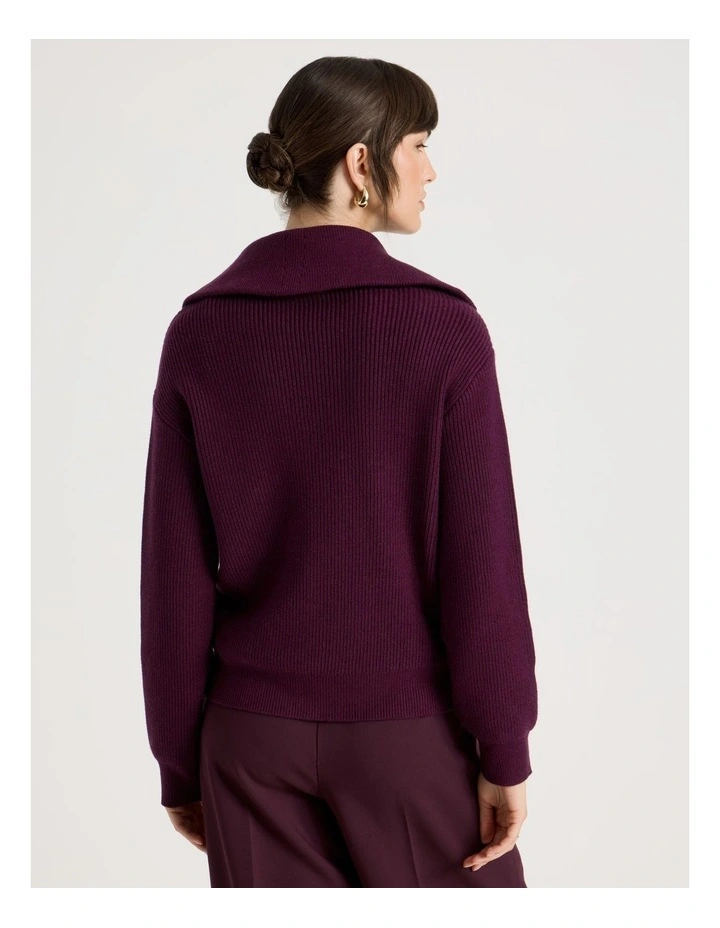 Zip Thru Knit in Aubergine image 6