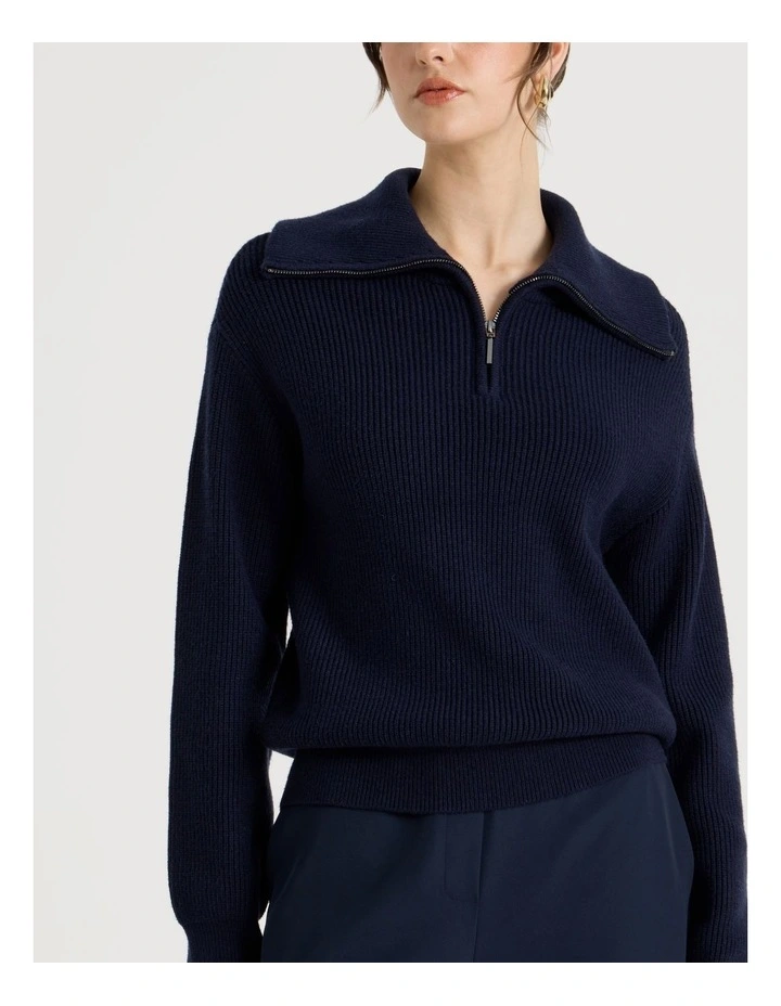 Zip Thru Knit in Navy image 4