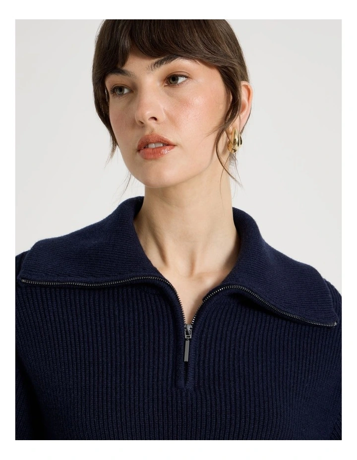 Zip Thru Knit in Navy image 5