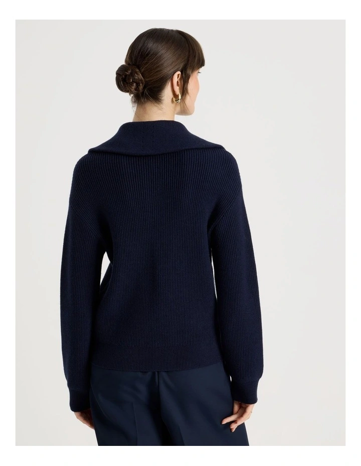 Zip Thru Knit in Navy image 6