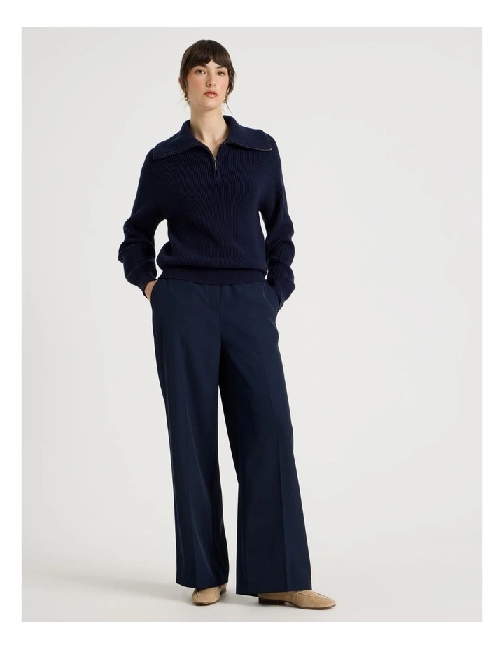 Zip Thru Knit in Navy image 7