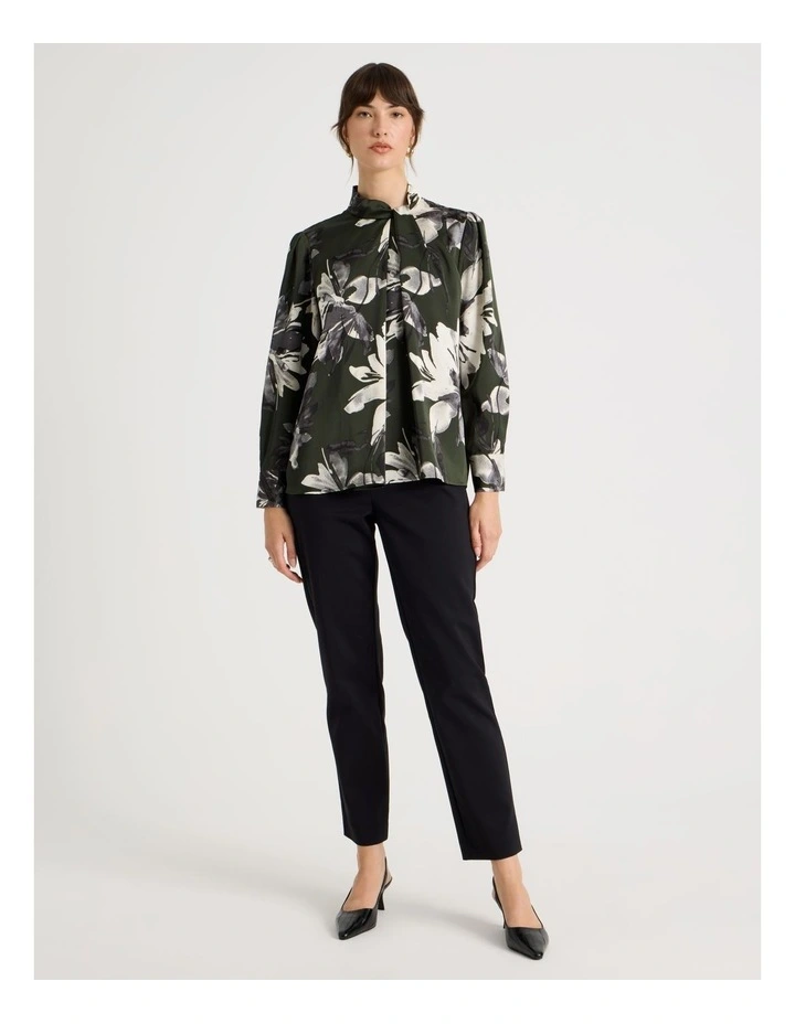 Twist Mock Neck Satin Long Sleeve Top in Assorted image 2