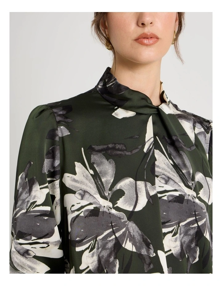 Twist Mock Neck Satin Long Sleeve Top in Assorted image 5