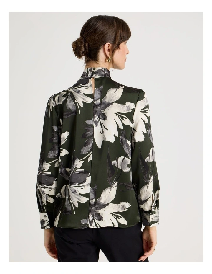 Twist Mock Neck Satin Long Sleeve Top in Assorted image 6