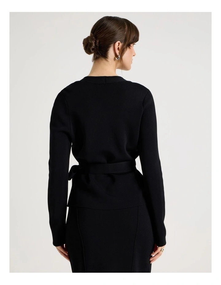 Milano Long Sleeve Wrap Top in Black image 6