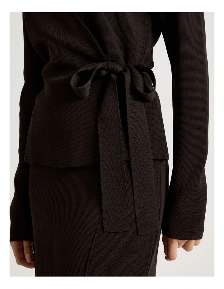 Milano Long Sleeve Wrap Top in Brown image 4