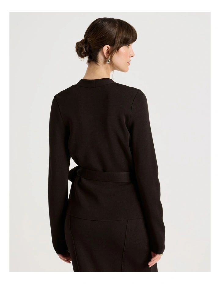 Milano Long Sleeve Wrap Top in Brown image 6