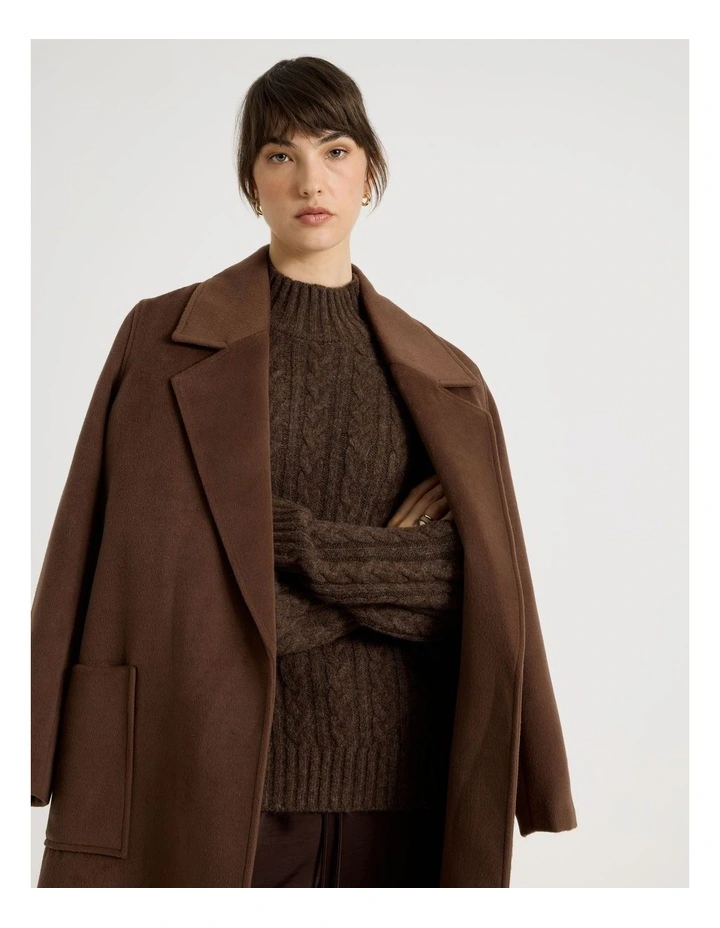 Roll Neck Cable Knit in Chestnut image 1