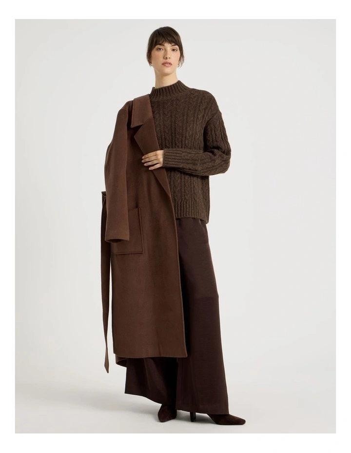 Roll Neck Cable Knit in Chestnut image 4