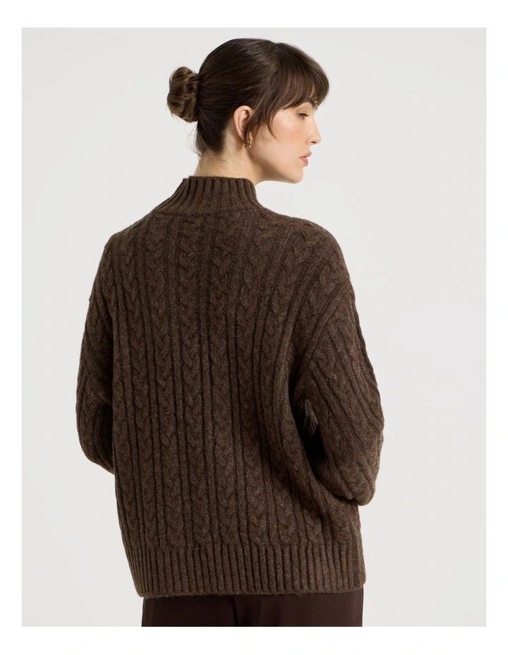 Roll Neck Cable Knit in Chestnut image 6