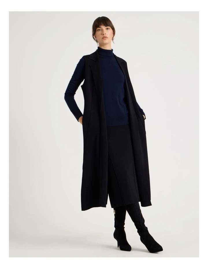 Milano Sleeveless Longline Vest in Black image 5