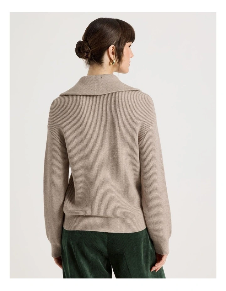 Zip Thru Knit in Taupe image 6