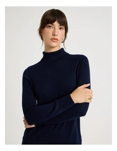 Fine Knit Skivvy in Navy