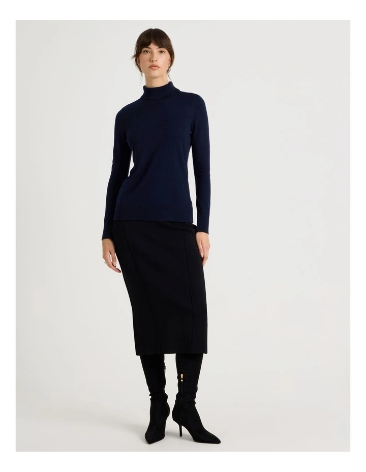 Fine Knit Skivvy in Navy image 2