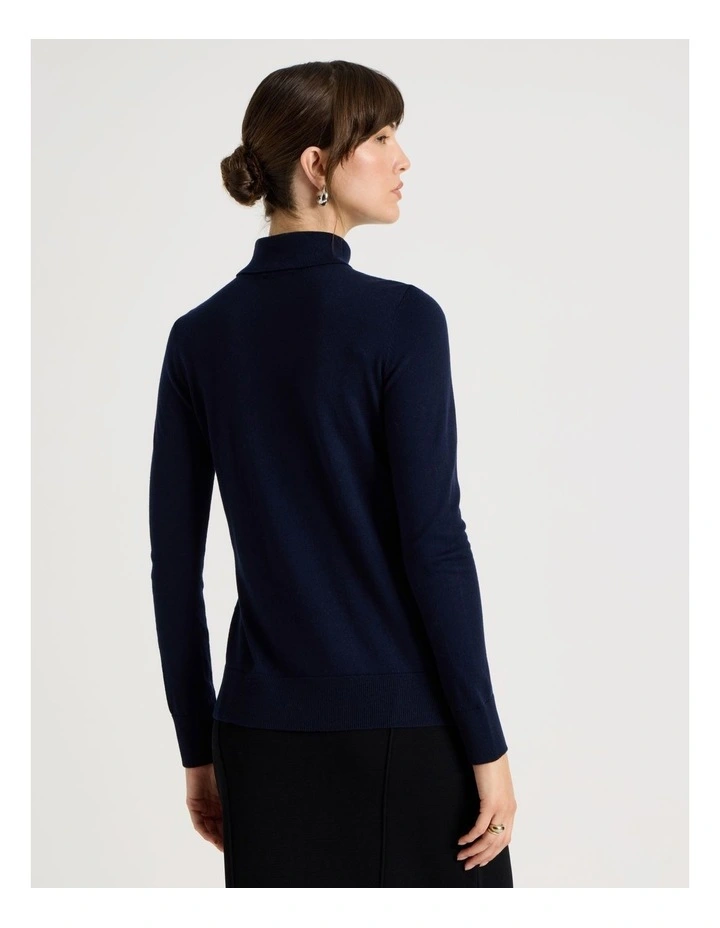 Fine Knit Skivvy in Navy image 5