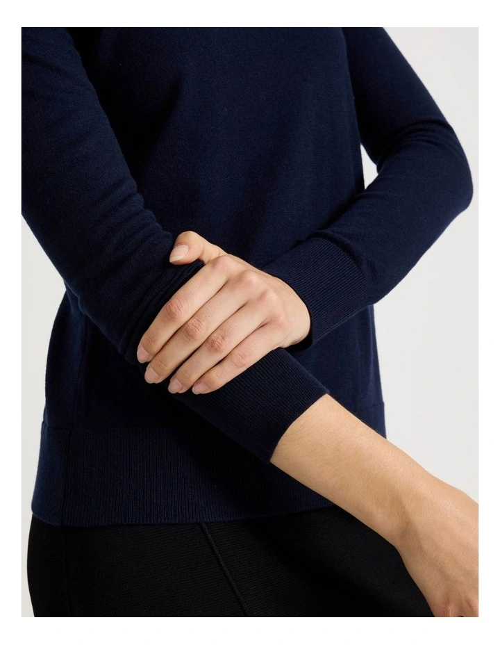 Fine Knit Skivvy in Navy image 6