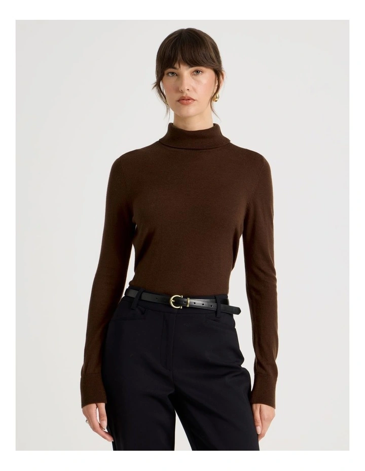 Fine Knit Skivvy in Chestnut image 1