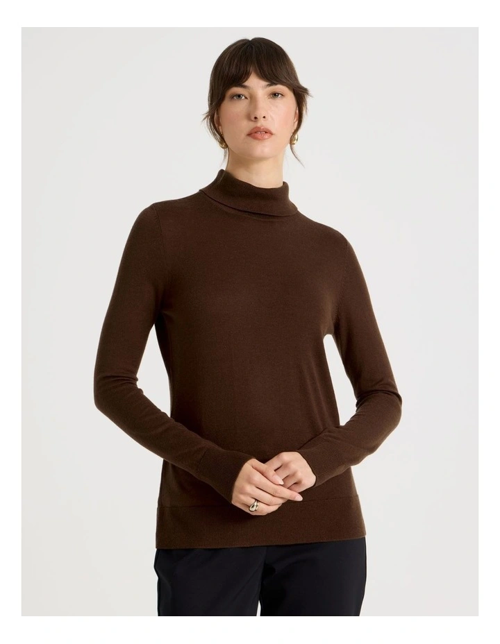 Fine Knit Skivvy in Chestnut image 3