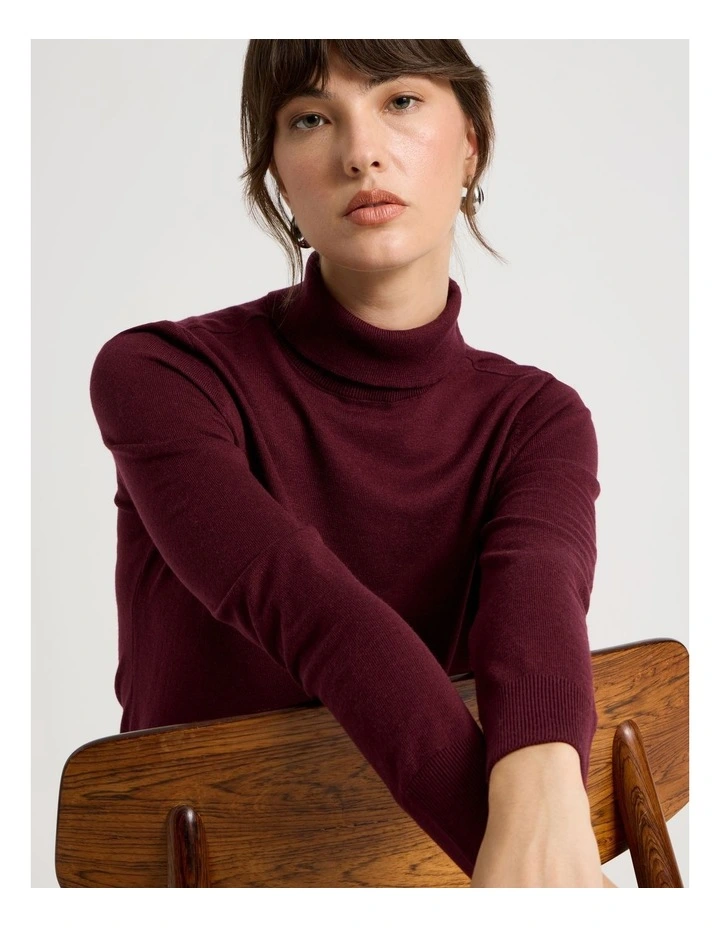 Fine Knit Skivvy in Aubergine image 1