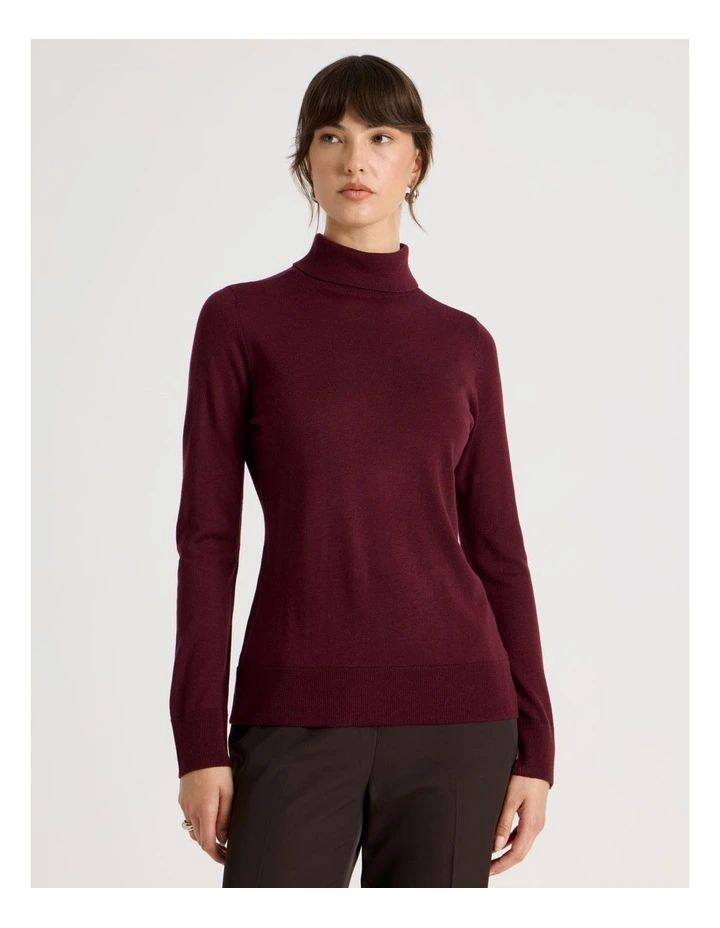 Fine Knit Skivvy in Aubergine image 4