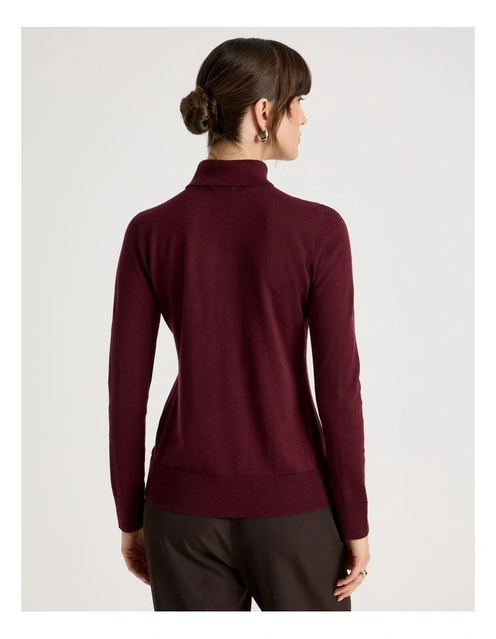 Fine Knit Skivvy in Aubergine image 6