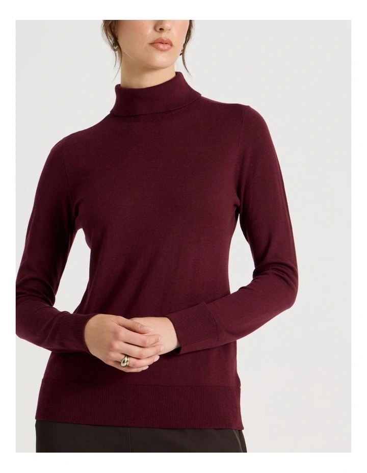 Fine Knit Skivvy in Aubergine image 7