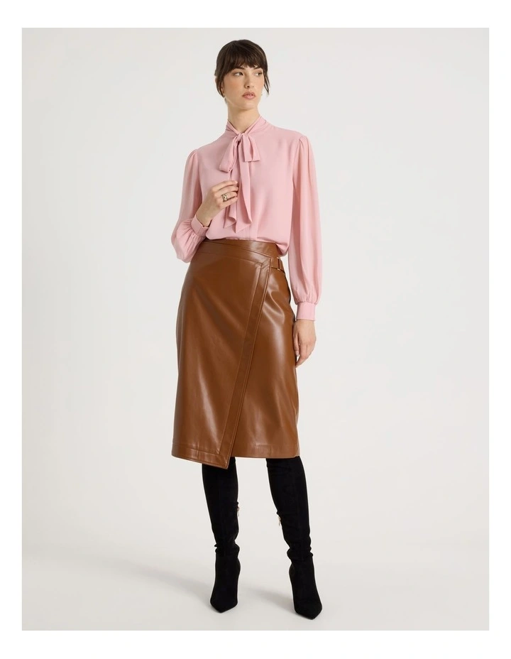 Georgette Tie Long Sleeve Blouse in Dusty Pink image 4