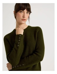 Long Sleeve Crewneck Rib Knit in Olive