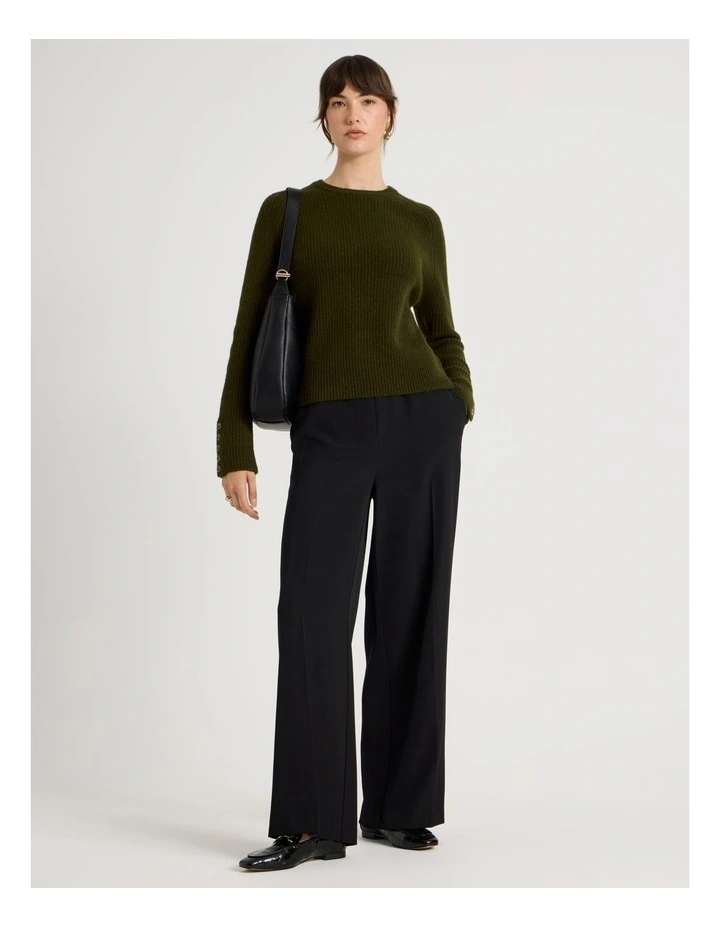 Long Sleeve Crewneck Rib Knit in Olive image 2